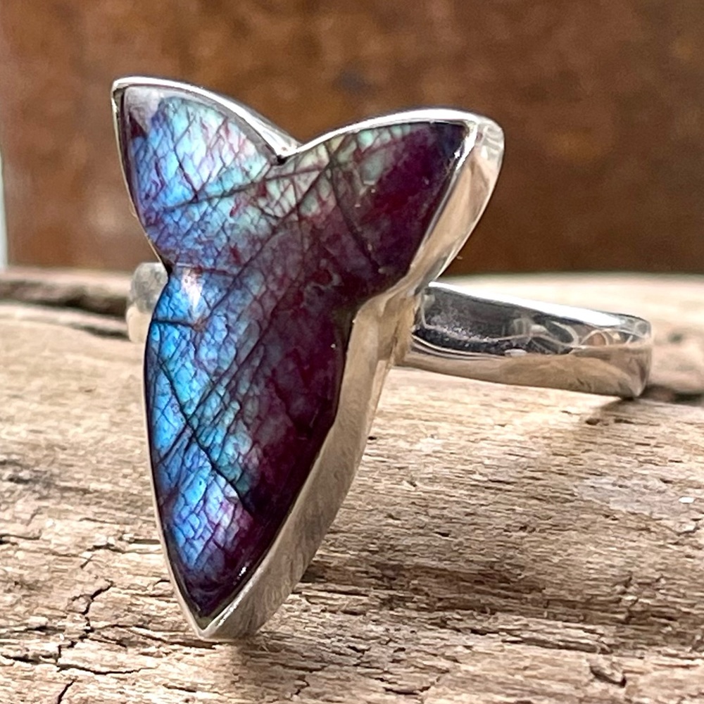 Arrowhead Red Flash Labradorite Gemstone Ring | S… - image 7